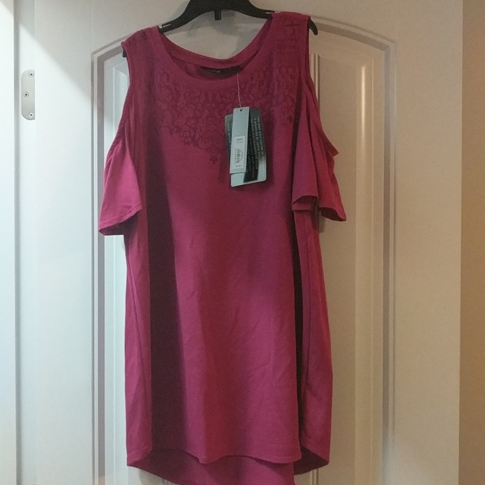 Dark Pink off shoulder shirt